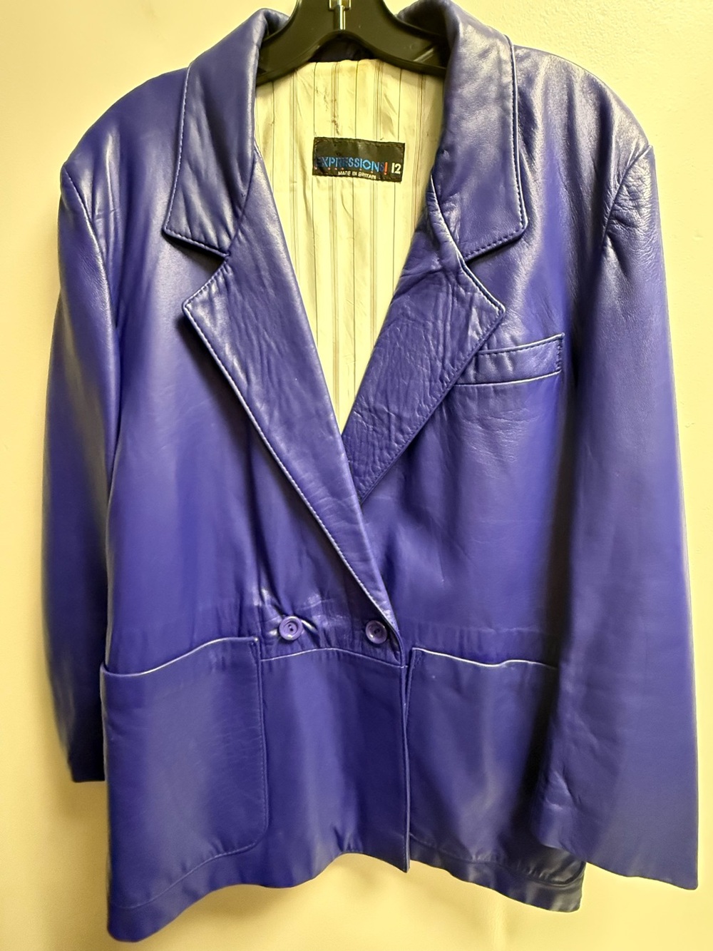 VGUVC Expressions Bold/Vibrant Deep Purple Leather Jacket w/Front Pockets Sz 12